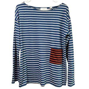 CHINTI and PARKER London Organic Cotton NWOT Striped Top Size L Blue Cream Red